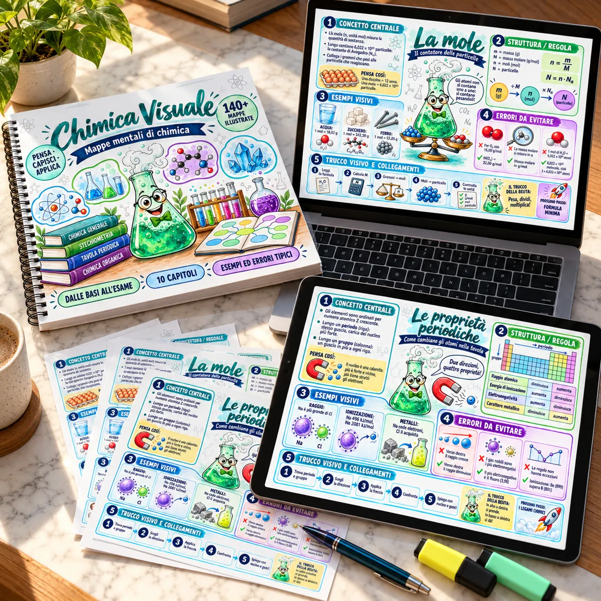 Chimica Visuale stampato e su tablet e laptop